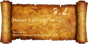 Hanus Lóránt névjegykártya